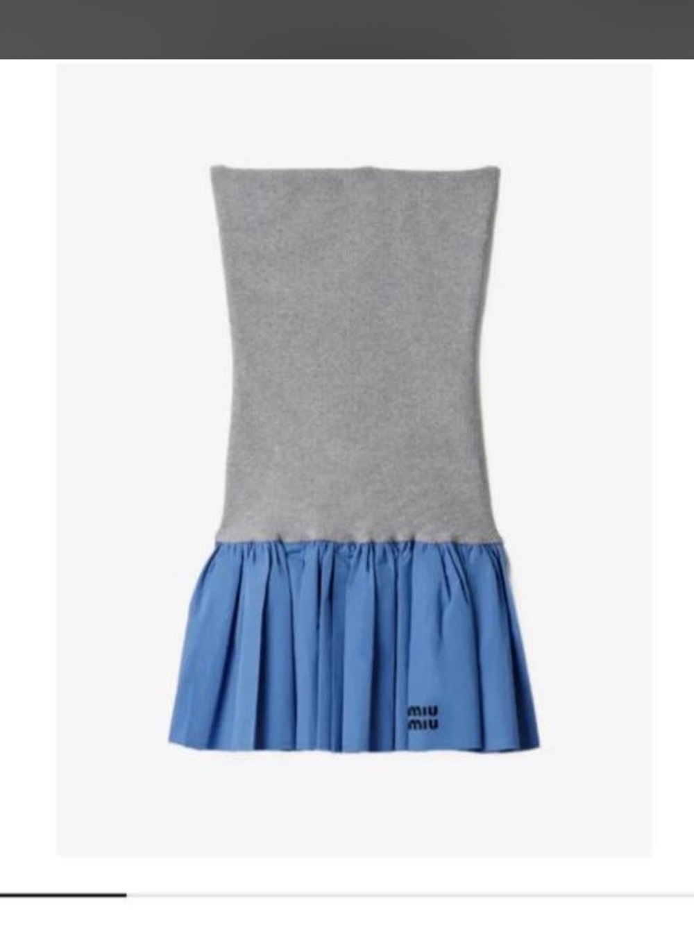 Miu Miu Grey Knit Mini Dress with Blue Pleated Hem